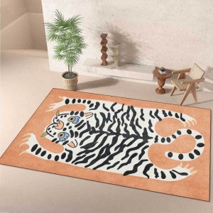 Temu cross-border imitation tiger-print crystal velvet carpet for living room decoration, non-slip, stain-resistant, and easy-care sofa blankets.