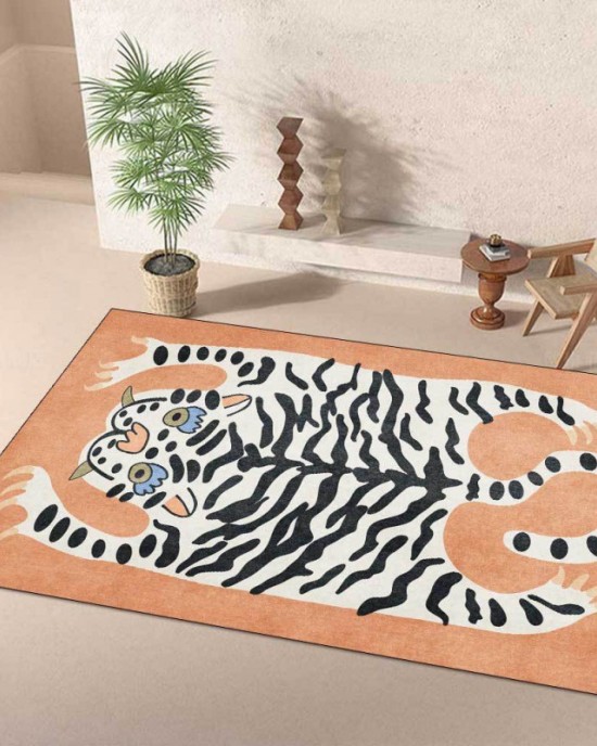 Temu cross-border imitation tiger-print crystal velvet carpet for living room decoration, non-slip, stain-resistant, and easy-care sofa blankets.