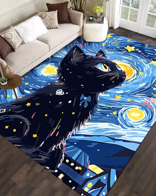 Cross-border TEMU cross-border abstract oil painting carpet for living room, large, full-coverage, non-slip and stain-resistant sofa blanket