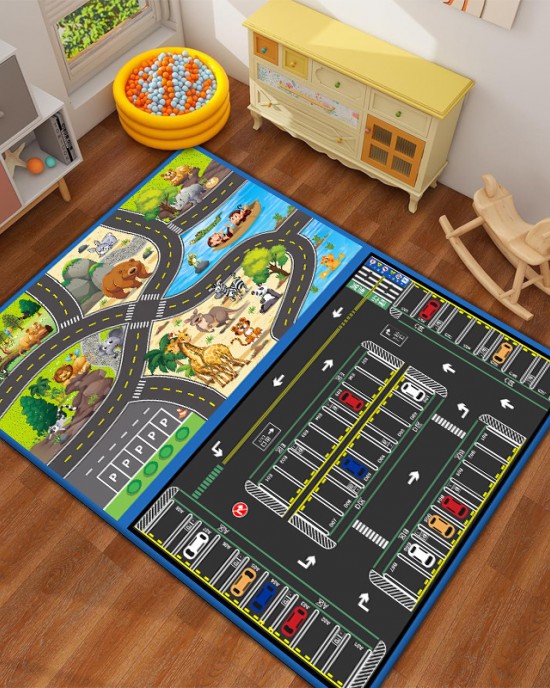 Creative cartoon educational, stain-resistant, and easy-care children's room carpet, car play mat, soundproof and cooling mat (shipping available)