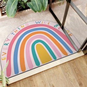 Cartoon rainbow semi-circular floor mats for home entrance doormats, stain-resistant, non-slip bathroom doormats