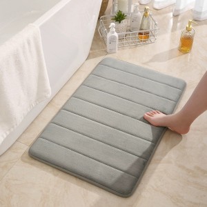 Cross-border striped quilted coral fleece floor mat, manufacturer wholesale, non-slip bathroom mats, TEMU Amazon stock and dropshipping