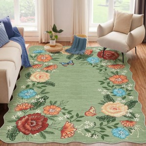 Cross-border Amazon vintage floral decorative rug, easy-care, non-slip sofa rug for large living room areas.