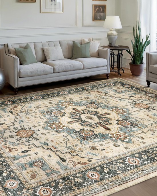 TEMU Cross-border Persian Living Room Carpet, Bedroom Stain-Resistant, Easy-Care, Dust-Resistant, Easy-Care, Bedside Decorative Blanket
