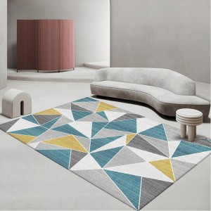Cross-border simple geometric crystal velvet carpet for home living room decoration, easy-care wall-to-wall large sofa rug in stock