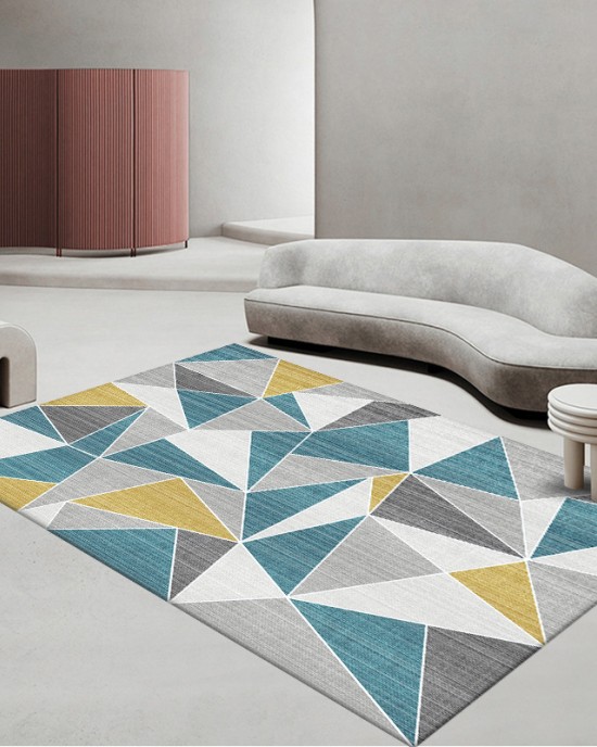 Cross-border simple geometric crystal velvet carpet for home living room decoration, easy-care wall-to-wall large sofa rug in stock