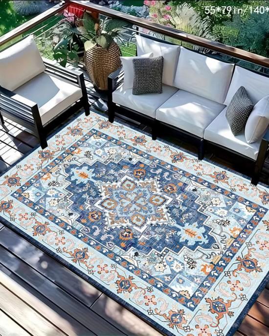 Cross-border TEMU Persian print carpet, easy-care sofa blanket for the living room, non-slip coffee table mat for the balcony.