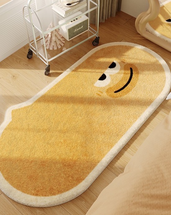 Cartoon bedroom bedside rug, funny expression cute plush bedside mat, long imitation cashmere carpet decorative mat Cartoon bedroom bedside rug, funny expression cute plush bedside mat, long imitation cashmere carpet decorative mat