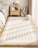 Simple striped imitation cashmere bedroom decorative non-slip rugs, thickened carpets for windowsills and bay windows In stock, available for shipping.