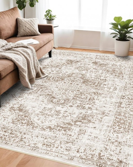 Cross-border TEMU Bohemian style carpet for home living room decoration, dirt-resistant, non-slip, and easy-care Coffee table rugs available for shipping.