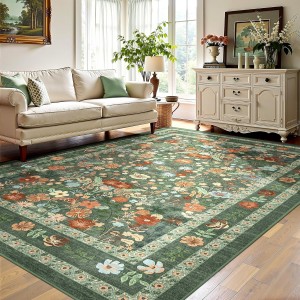 Factory Direct Bohemian American Floral Rug, Living Room Decorative Rug, Non-Slip, Wear-Resistant Coffee Table Mat