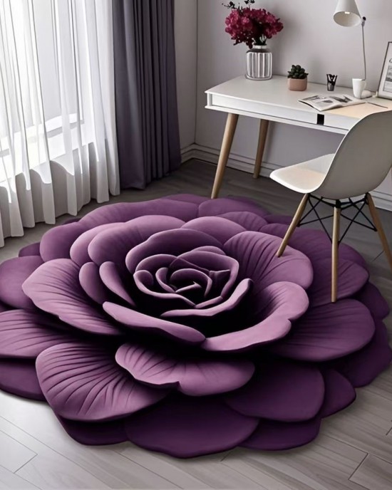 Specially shaped floral diatom mud floor mat, quick-drying, absorbent, non-slip bathroom and toilet floor mat, easy-care bedroom floor mat