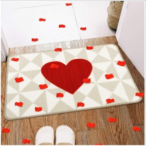 Cross-border Valentine's Day shaped faux cashmere floor mat, non-slip entrance bathroom doormat, easy-care bathroom doormat.