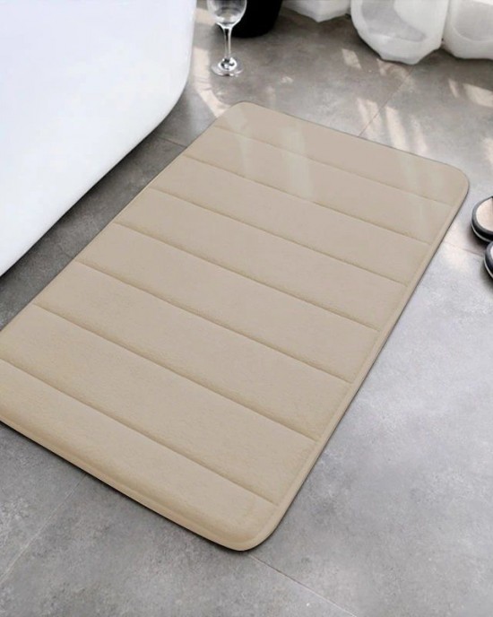 Cross-border striped quilted coral fleece floor mat, manufacturer wholesale, non-slip bathroom mats, TEMU Amazon stock and dropshipping