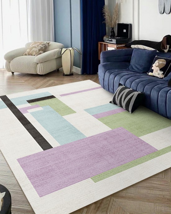 Modern geometric living room carpet, 3D printed sofa coffee table rug, horizontal wall-to-wall living room floor mat. Modern geometric living room carpet, 3D printed sofa coffee table rug, horizontal wall-to-wall living room floor mat.
