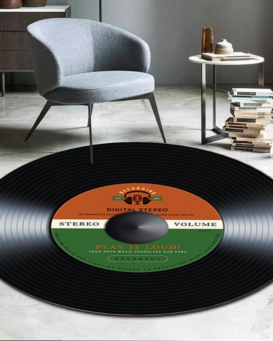 Cross-border round living room carpet. CD record creative carpet, simple chair mat, bedroom bedside mat