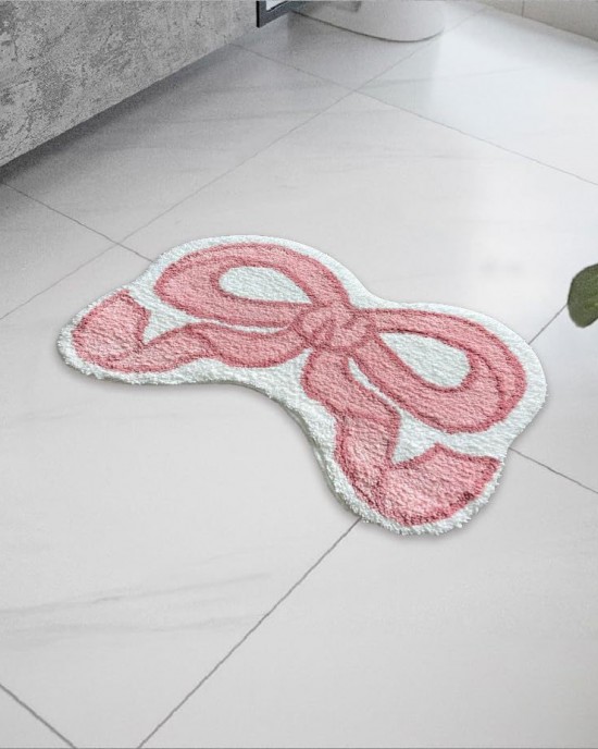 Amazon shaped bow faux cashmere floor mat, absorbent bathroom doormat, easy-care entrance doormat in stock.
