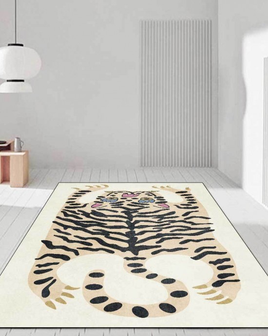 Temu cross-border imitation tiger-print crystal velvet carpet for living room decoration, non-slip, stain-resistant, and easy-care sofa blankets.