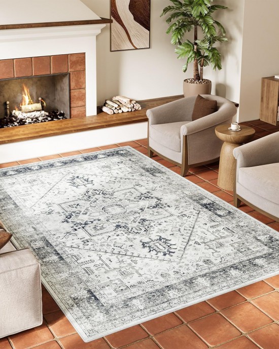 Cross-border vintage distressed Persian-style carpets, non-slip cooling mats for the bedroom balcony, stain-resistant and wear-resistant decorative mats for the living room.