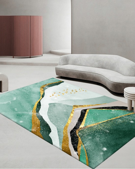 Cross-border simple geometric crystal velvet carpet for home living room decoration, easy-care wall-to-wall large sofa rug in stock