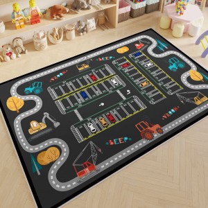 Cartoon children's parking lot patterned play rug, living room decorative rug, bedroom bedside blanket, in stock for dropshipping