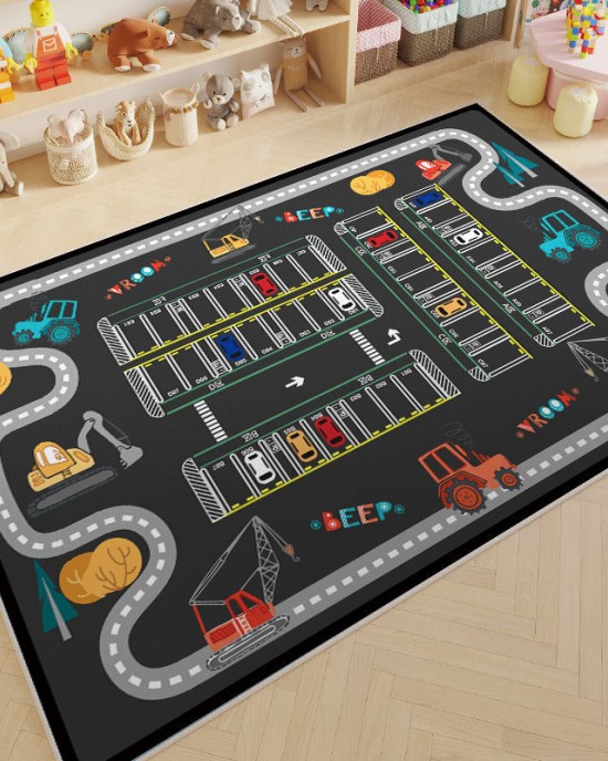 Cartoon children's parking lot patterned play rug, living room decorative rug, bedroom bedside blanket, in stock for dropshipping Cartoon children's parking lot patterned play rug, living room decorative rug, bedroom bedside blanket, in stock for dropshipping