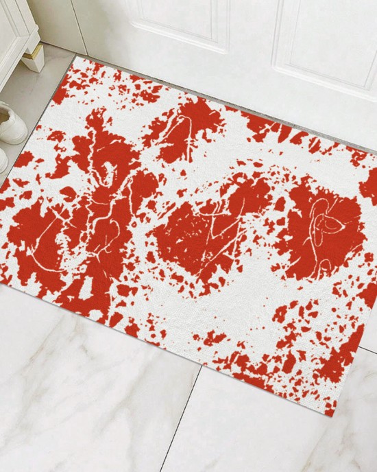 Factory direct cross-border Halloween bloody footprint crystal velvet floor mat, stain-resistant, wear-resistant doormat for bathroom. Slip mats Factory direct cross-border Halloween bloody footprint crystal velvet floor mat, stain-resistant, wear-resistant doormat for bathroom. Slip mats