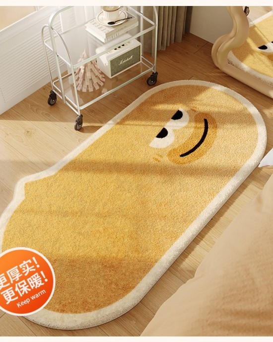 Cartoon bedroom bedside rug, funny expression cute plush bedside mat, long imitation cashmere carpet decorative mat Cartoon bedroom bedside rug, funny expression cute plush bedside mat, long imitation cashmere carpet decorative mat