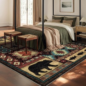 Cross-border American retro ethnic-style living room wall-to-wall carpet, non-slip and stain-resistant, bedroom, easy-care, bedside rug available for shipping