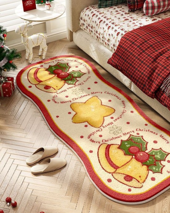 Cartoon Christmas series imitation cashmere bedroom decorative bedside blanket, home room cooling thickened carpet available for dispatch Cartoon Christmas series imitation cashmere bedroom decorative bedside blanket, home room cooling thickened carpet available for dispatch