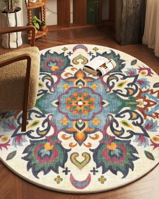 TEMU dropshipping round Persian print carpet for home use. Decorative stain-resistant bedside rug, non-slip hanging basket chair mat TEMU dropshipping round Persian print carpet for home use. Decorative stain-resistant bedside rug, non-slip hanging basket chair mat