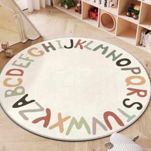 Simple round living room carpet, simple lettered solid color carpet, imitation cashmere bedroom bedside blanket, study desk and chair cushion for cooling