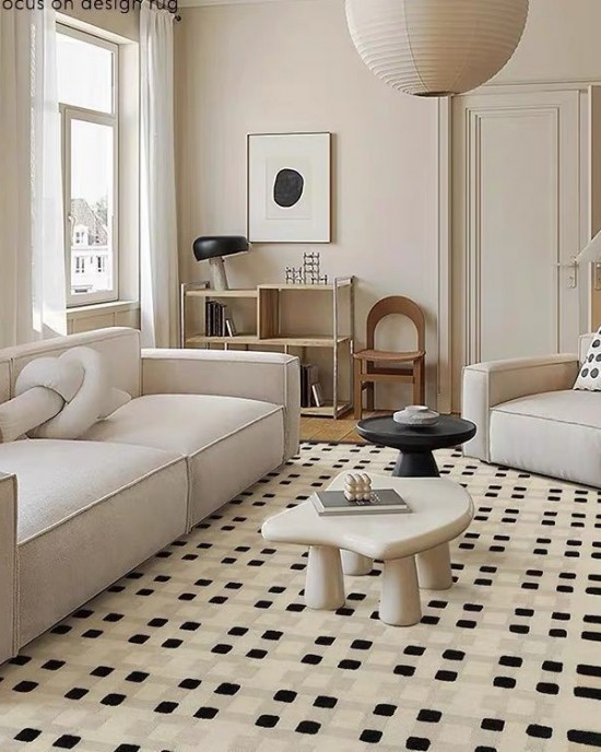 Wabi-sabi style living room rug, imitation cashmere non-slip carpet, luxurious large-area, full-coverage home bedroom bedside rug