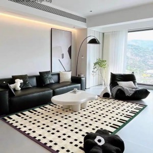 Wabi-sabi style living room rug, imitation cashmere non-slip carpet, luxurious large-area, full-coverage home bedroom bedside rug