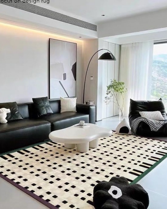 Wabi-sabi style living room rug, imitation cashmere non-slip carpet, luxurious large-area, full-coverage home bedroom bedside rug