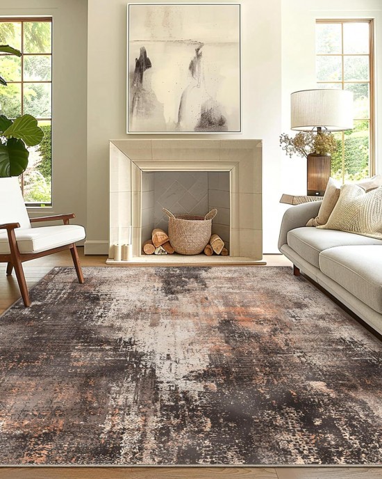 Cross-border Amazon Nordic abstract crystal velvet rug, non-slip, stain-resistant sofa coffee table mat for living room decoration.