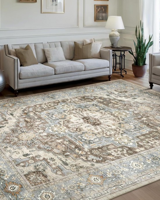 TEMU Cross-border Persian Living Room Carpet, Bedroom Stain-Resistant, Easy-Care, Dust-Resistant, Easy-Care, Bedside Decorative Blanket