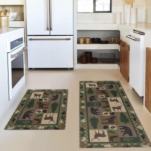 Temu cross-border retro American kitchen mats, labelable, non-slip, absorbent, and stain-resistant striped floor mats for home use.