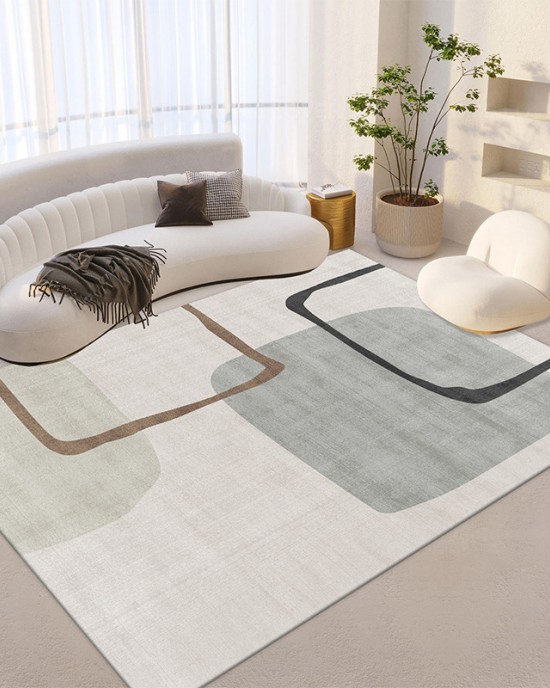 Modern minimalist geometric living room carpet, factory direct wholesale, printed washable floor mat for home use.