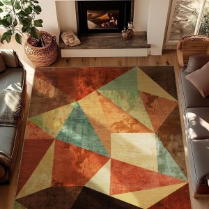 Cross-border Amazon abstract geometric print rug, non-slip, easy-care sofa coffee table mat for living room decoration.