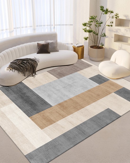 Modern minimalist geometric living room carpet, factory direct wholesale, printed washable floor mat for home use.