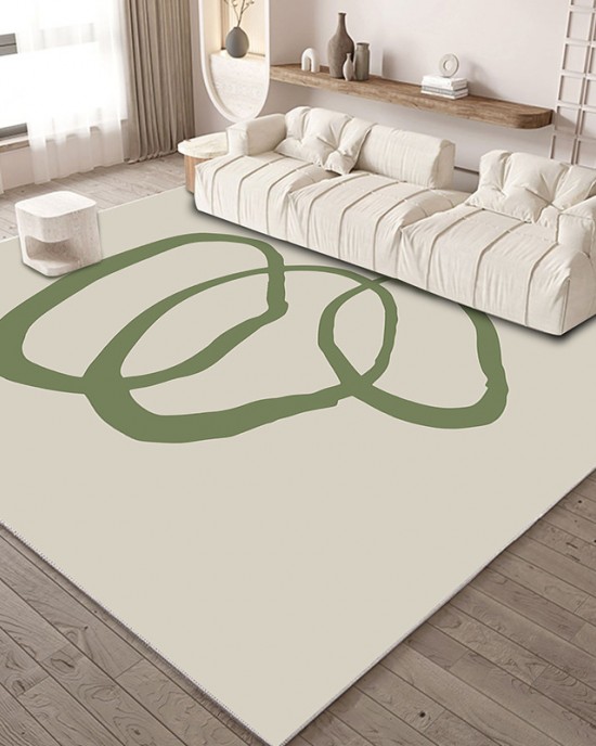 In stock Green forest-style minimalist living room carpet, ins-style sofa and coffee table mat, simple, high-end wall-to-wall carpet for home use.
