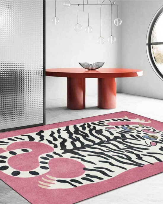 Temu cross-border imitation tiger-print crystal velvet carpet for living room decoration, non-slip, stain-resistant, and easy-care sofa blankets.