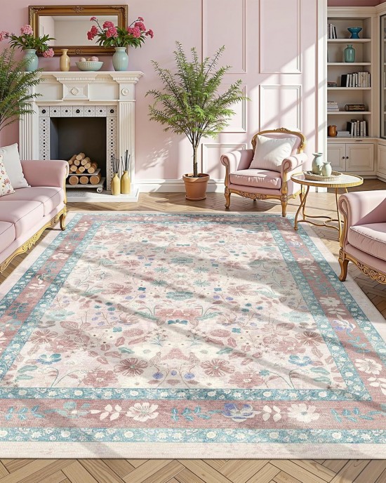 Factory Direct Bohemian American Floral Rug, Living Room Decorative Rug, Non-Slip, Wear-Resistant Coffee Table Mat