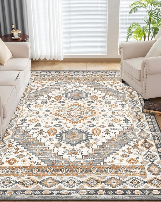 Cross-border light luxury vintage Persian carpets, stain-resistant, full-length coffee table mats for living rooms, bedroom decorative bedside rugs in stock