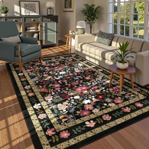 Factory Direct Bohemian American Floral Rug, Living Room Decorative Rug, Non-Slip, Wear-Resistant Coffee Table Mat