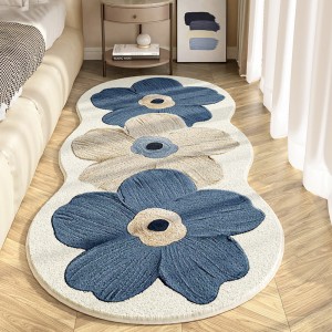 Cross-border temu popular small fresh floral rug, skin-friendly and comfortable bedside rug, easy-care rug for the living room coffee table
