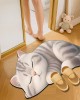 Cute 3D cat print diatom mud floor mats, non-slip, absorbent, quick-drying, easy-care foot mats for the bathroom and kitchen.