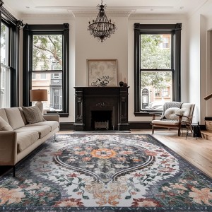 Cross-border Nordic Bohemian decorative large area rug, non-slip, stain-resistant, and wear-resistant wall-to-wall carpet for the living room
