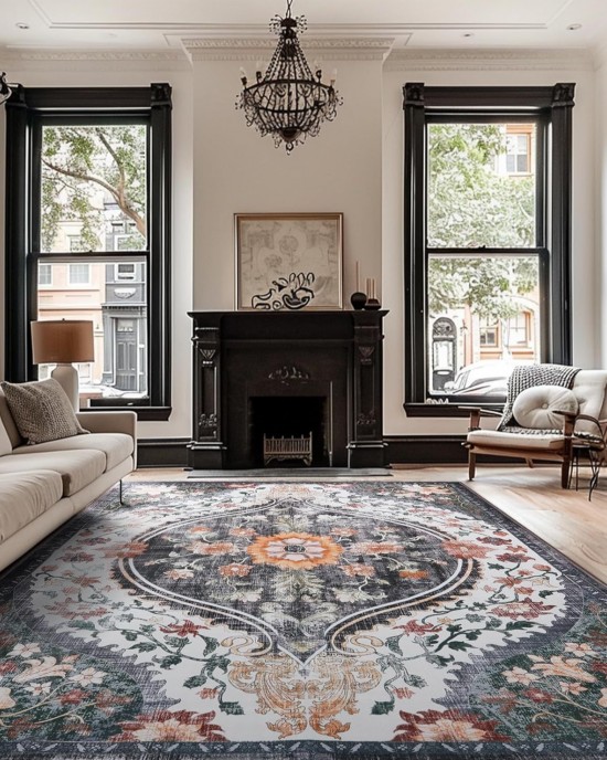 Cross-border Nordic Bohemian decorative large area rug, non-slip, stain-resistant, and wear-resistant wall-to-wall carpet for the living room